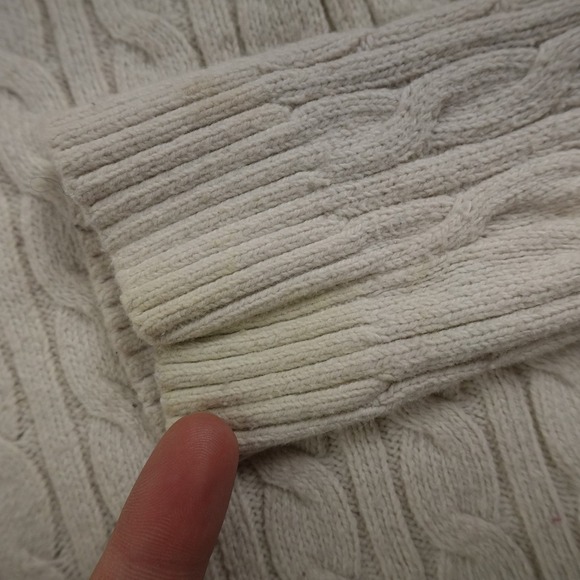 VTG Abercrombie Fitch Sweater Womens M White Cable Knit Crewneck Pullover Y2K - Picture 5 of 16